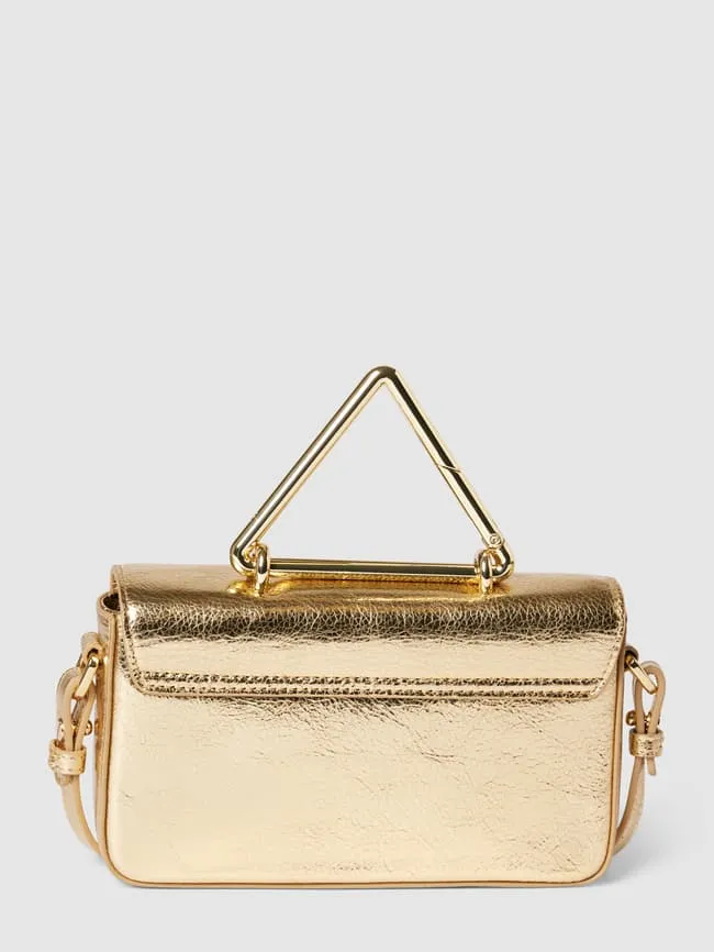 Leather crossbody bag, Metallic Gold Weat, gold