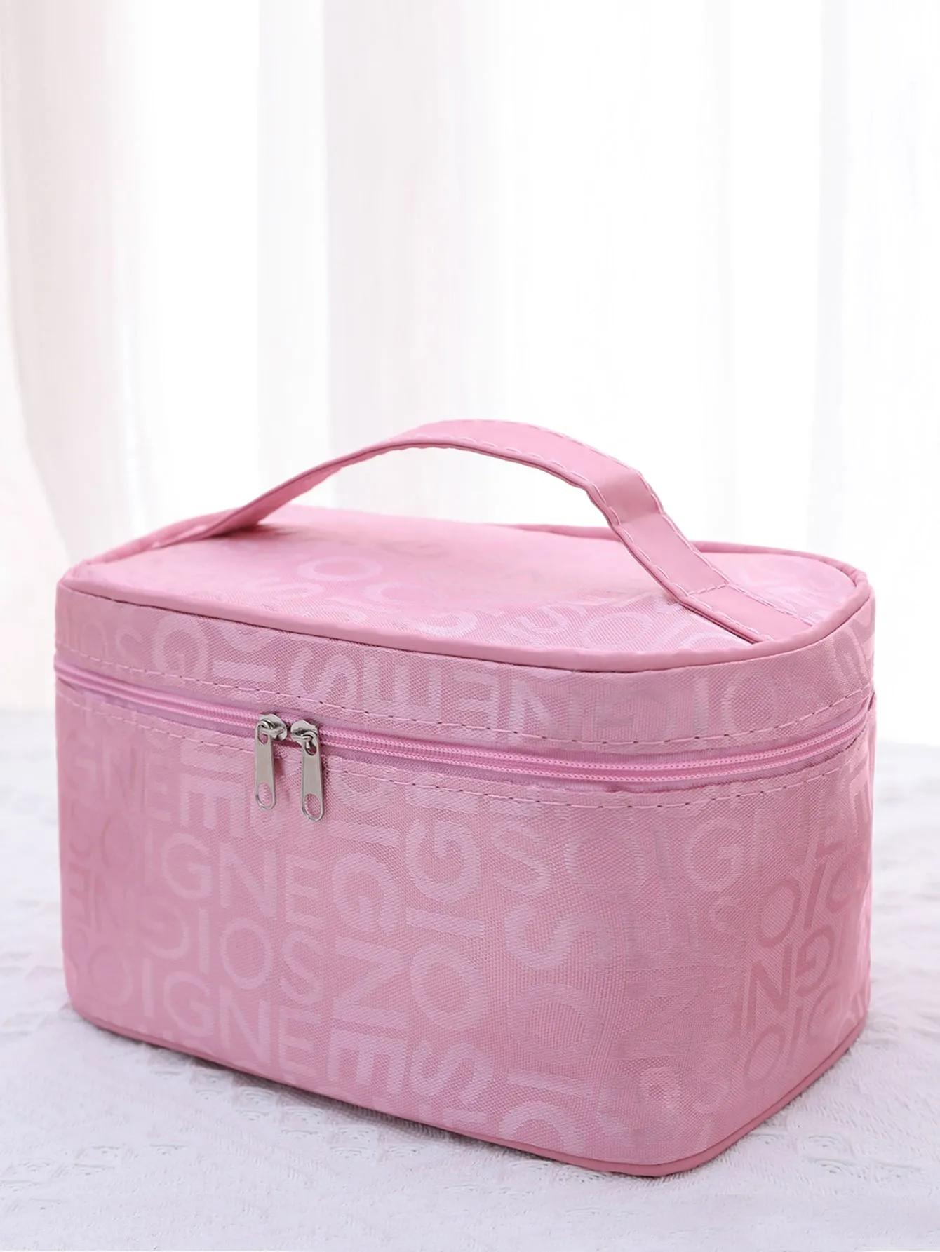 Letters Design Pink Makeup Bag Makeup Bag Cosmetic Organizer Toiletries Bag