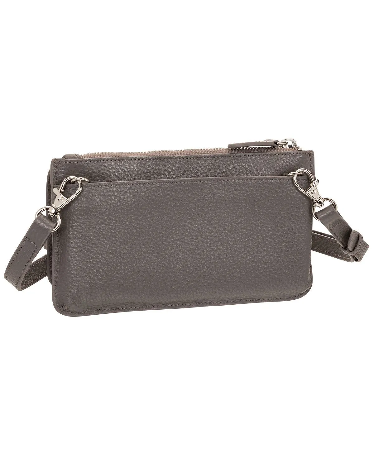 Mancini Women's Pebbled Collection RFID Protected Shoulder Wallet, Gray