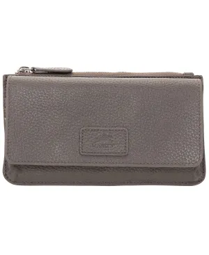 Mancini Women's Pebbled Collection RFID Protected Shoulder Wallet, Gray