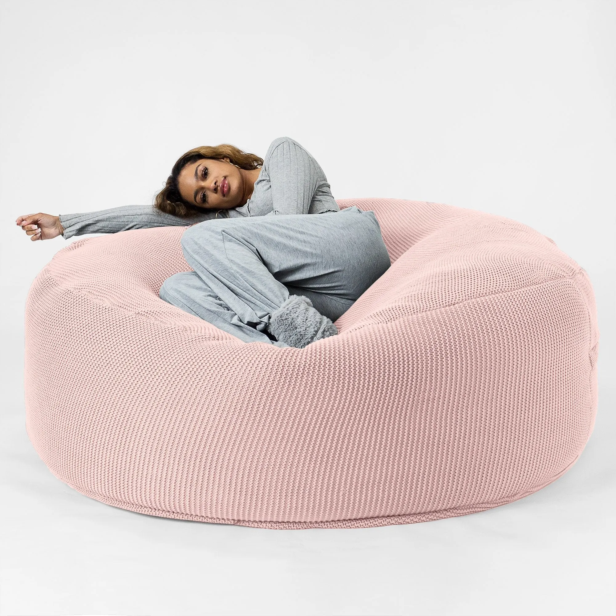 Mega Mammoth Bean Bag - Ellos Knitted Baby Pink