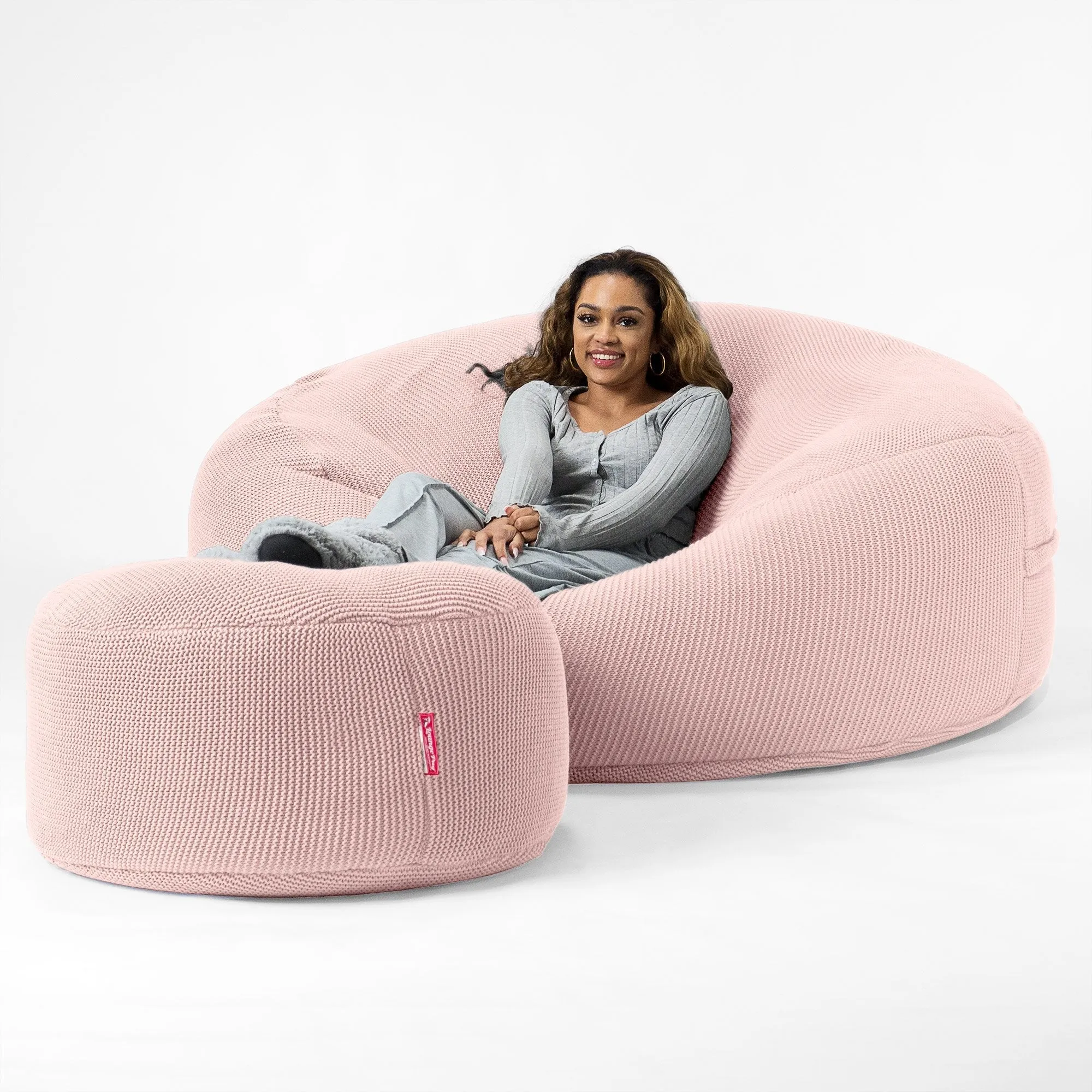 Mega Mammoth Bean Bag - Ellos Knitted Baby Pink