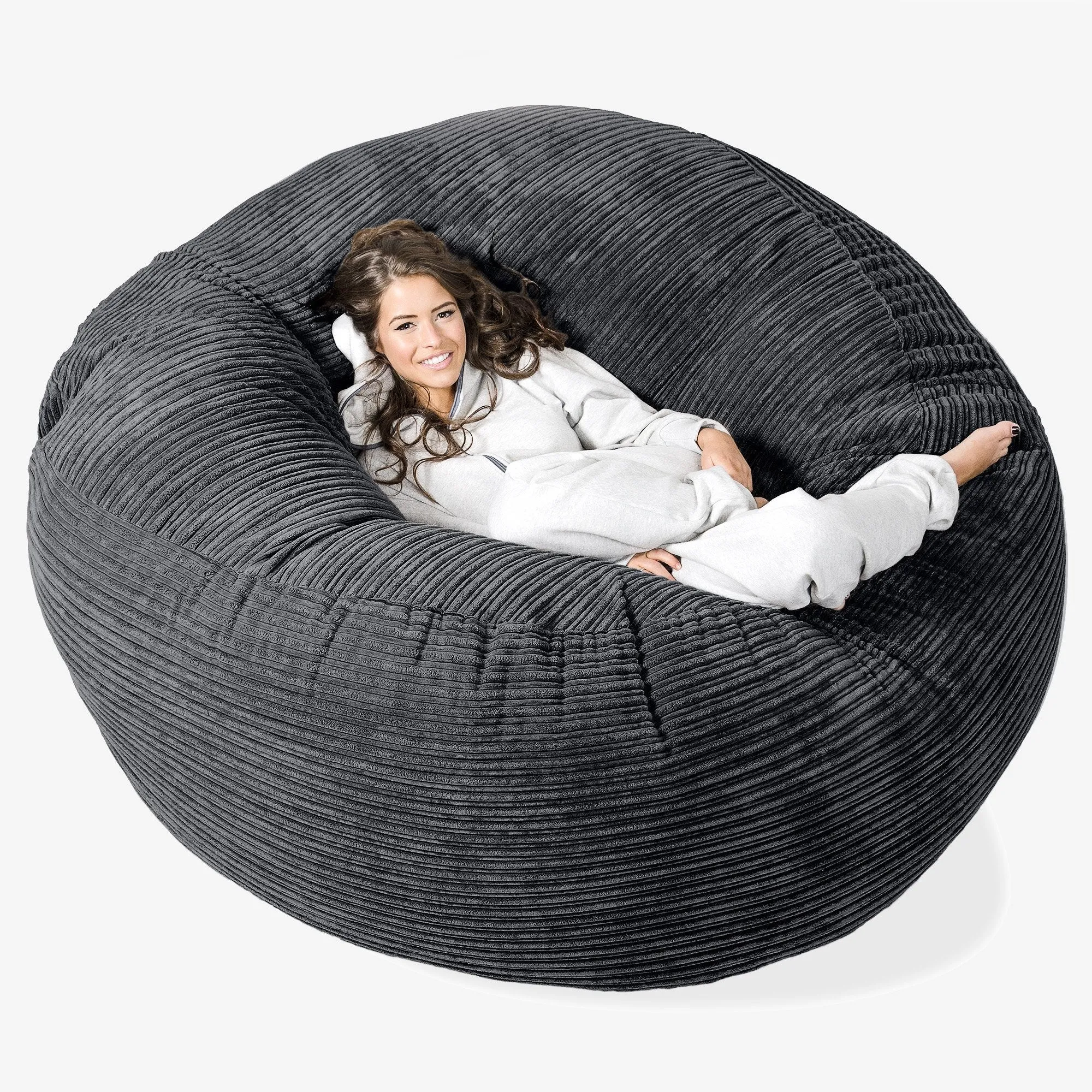 Mega Mammoth Bean Bag Sofa - Cord Black