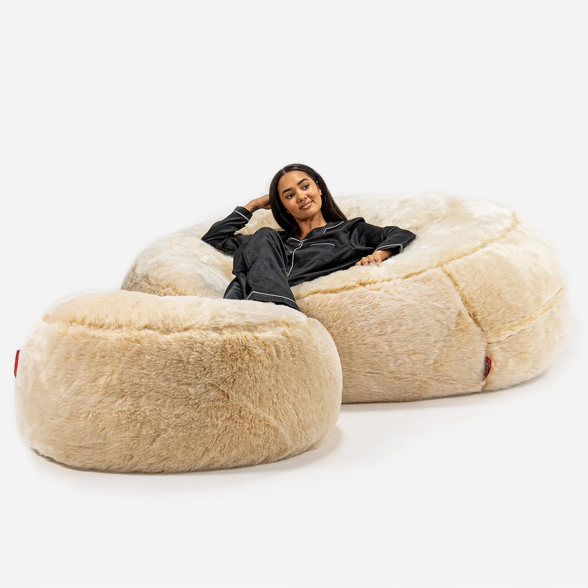 Mega Mammoth Bean Bag Sofa - Faux Fur Sheepskin White