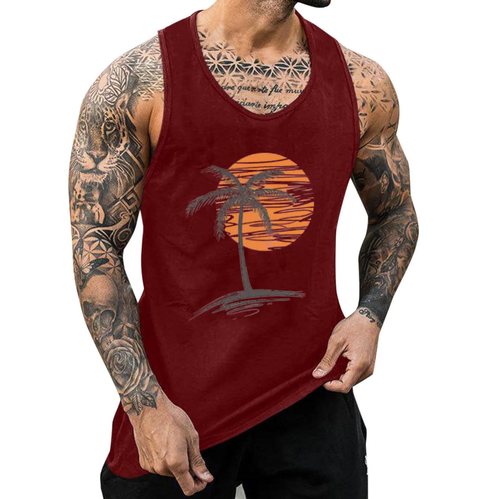 MEN'S HAWAIIAN VACATION CASUAL SPORTS MEN'S TANK TOP