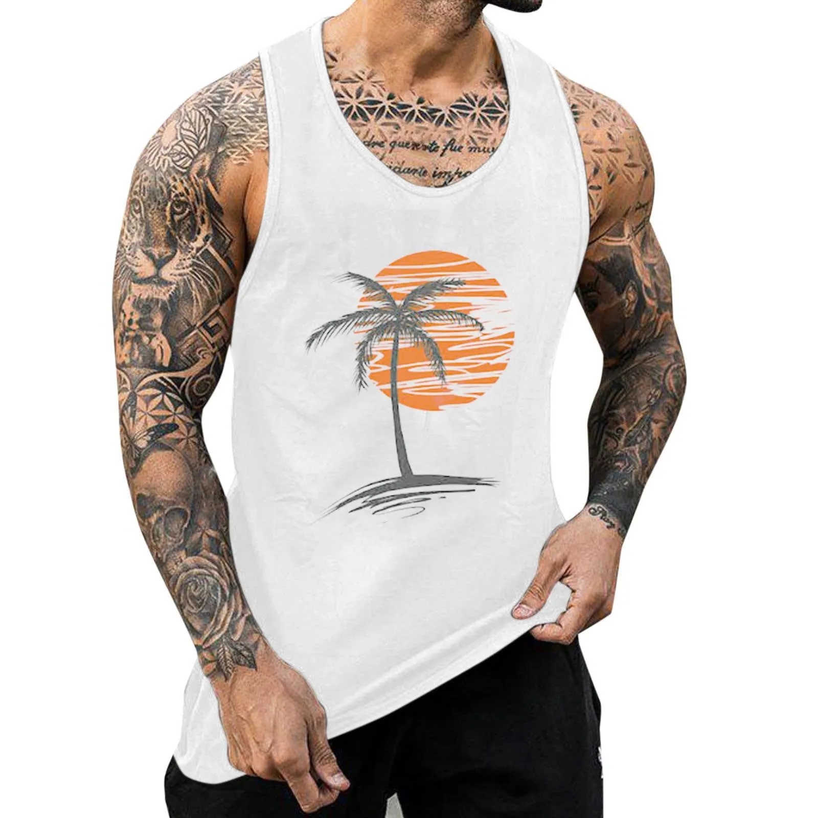 MEN'S HAWAIIAN VACATION CASUAL SPORTS MEN'S TANK TOP