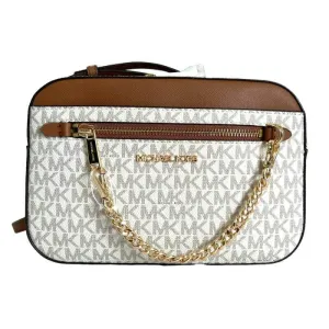 Michael Kors Jet Set East West Chain Bag, Brown-White