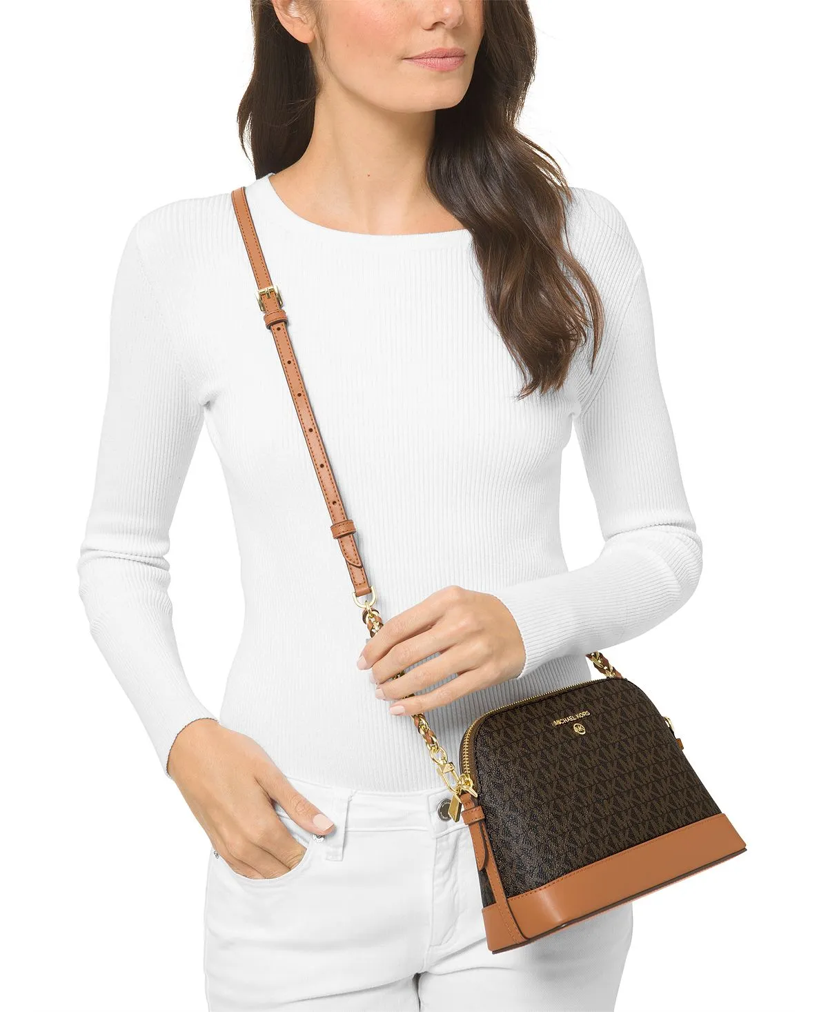 Michael Kors Jet Set Logo Charm Crossbody Bag with Small Dome