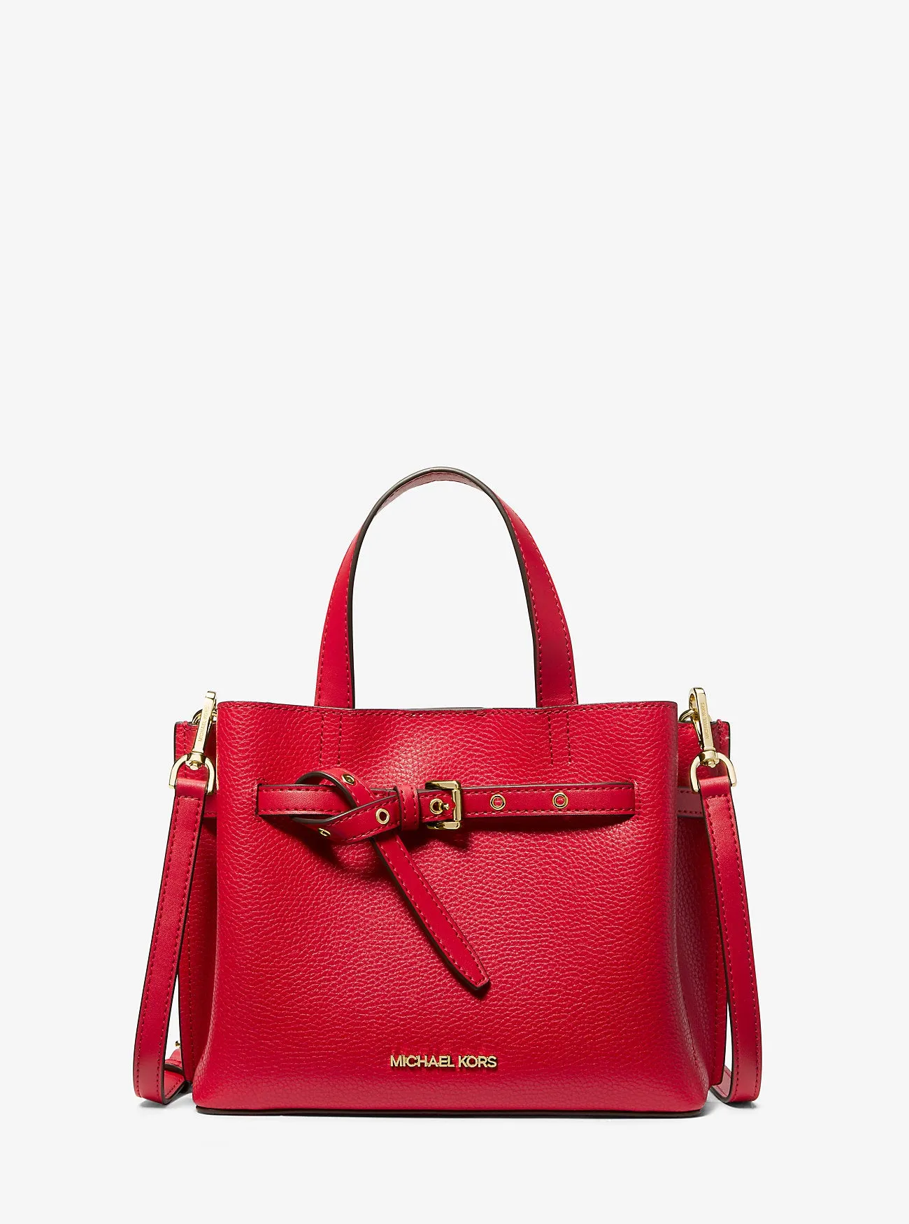 Michael Kors Pebbled Leather Emilia Small Satchel, Red