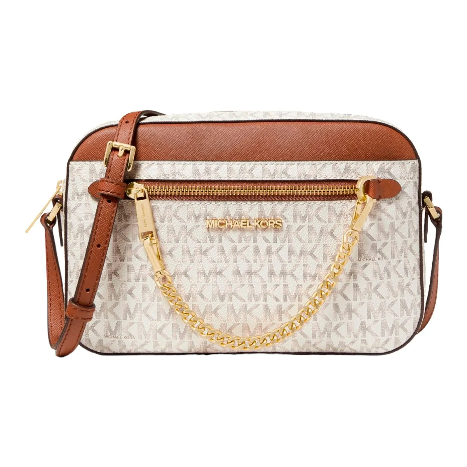 Michael Michael Kors Jet Set Large Logo Crossbody Bag, white/brown