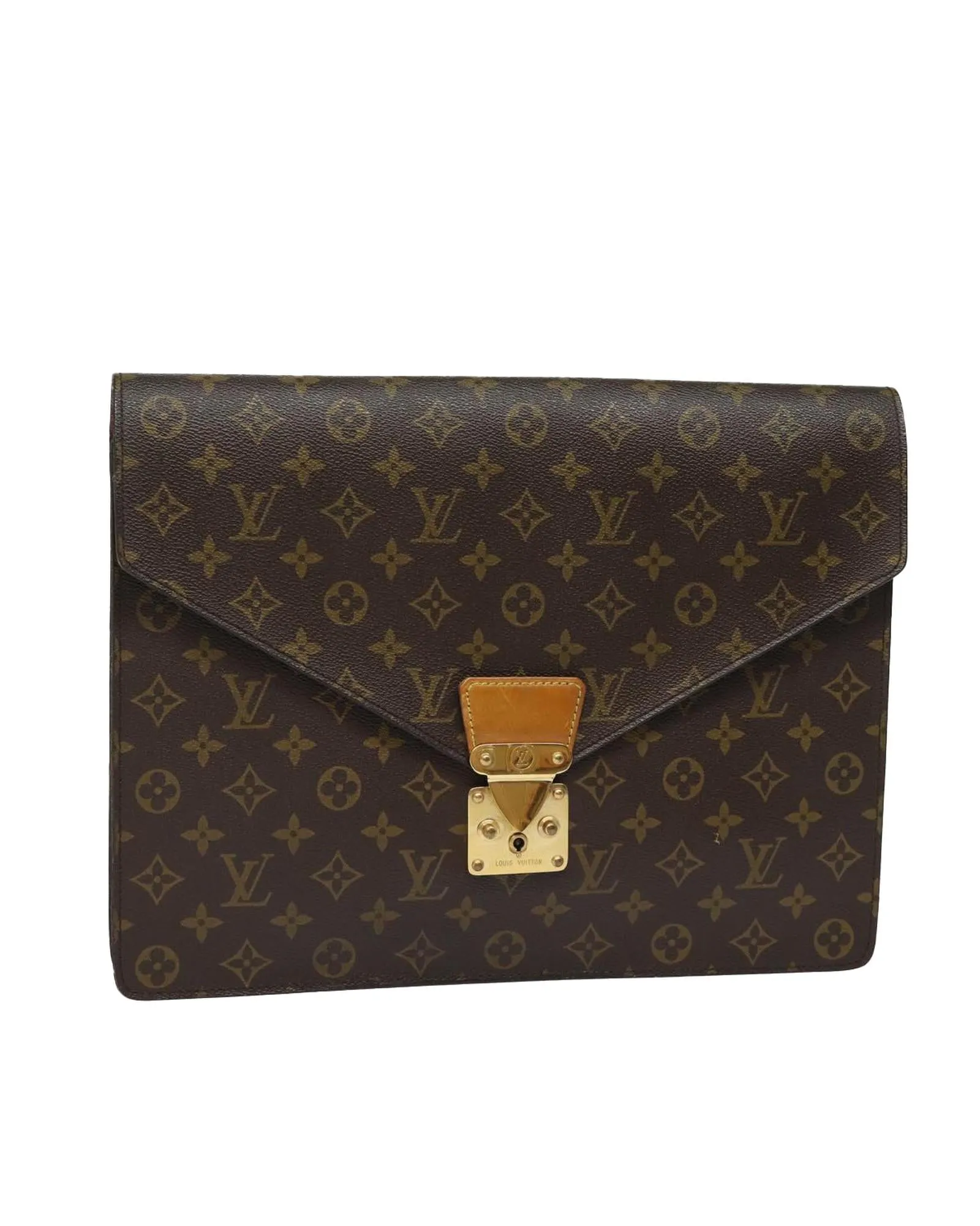 Monogram Canvas Briefcase with Elegant Design and Functional Compartments