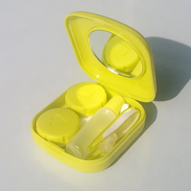 New Mini Square Contact Lens Case Travel Kit Easy Carry Mirror Container Holder