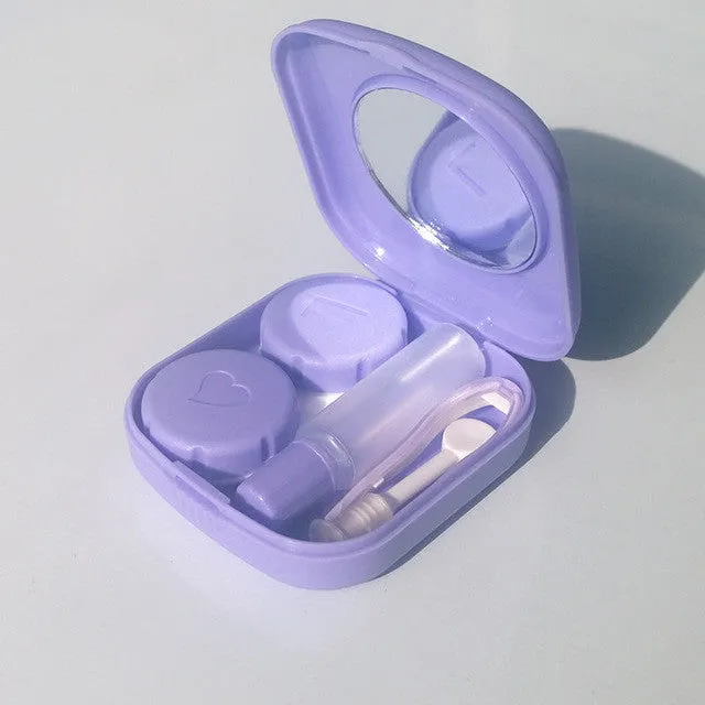 New Mini Square Contact Lens Case Travel Kit Easy Carry Mirror Container Holder