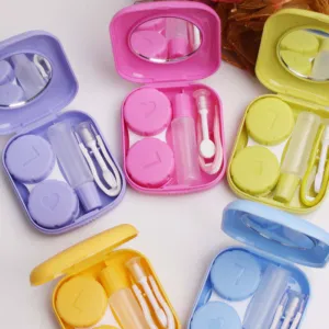 New Mini Square Contact Lens Case Travel Kit Easy Carry Mirror Container Holder