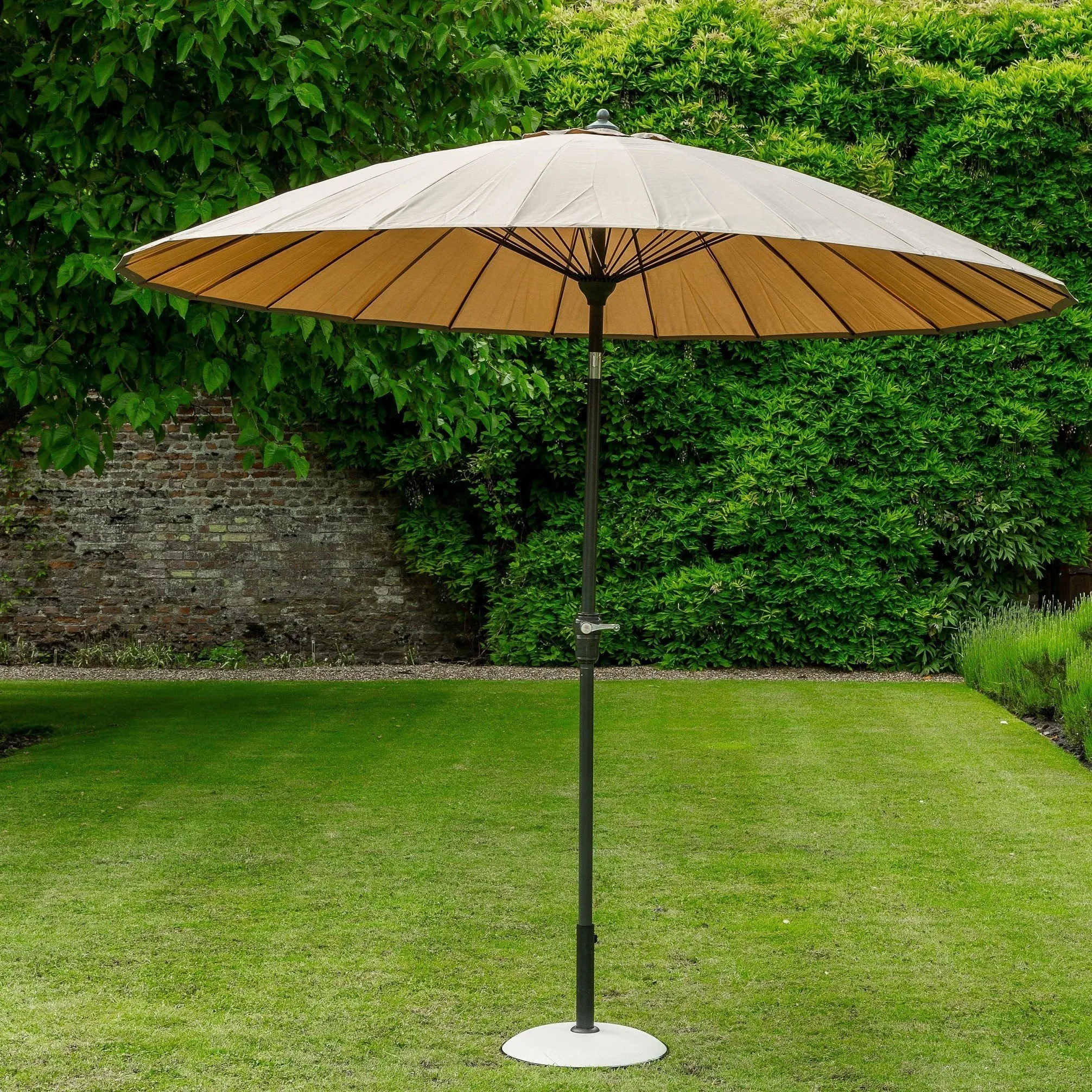 Norfolk Leisure Geisha Style Garden Parasol Umbrellas - 2.7m Crank Handle and Tilt - Taupe, Fuchsia, Lime, Purple, Aqua Outdoor Garden Patio