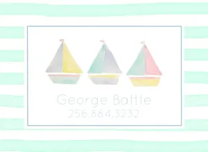 Pastel Sailboats Luggage Tag in Green