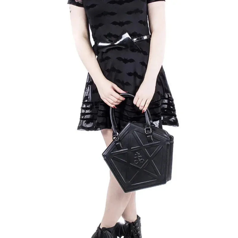 Pentagram Leather Handbag Punk Chain Gothic Shoulder Soft Darkness Bag