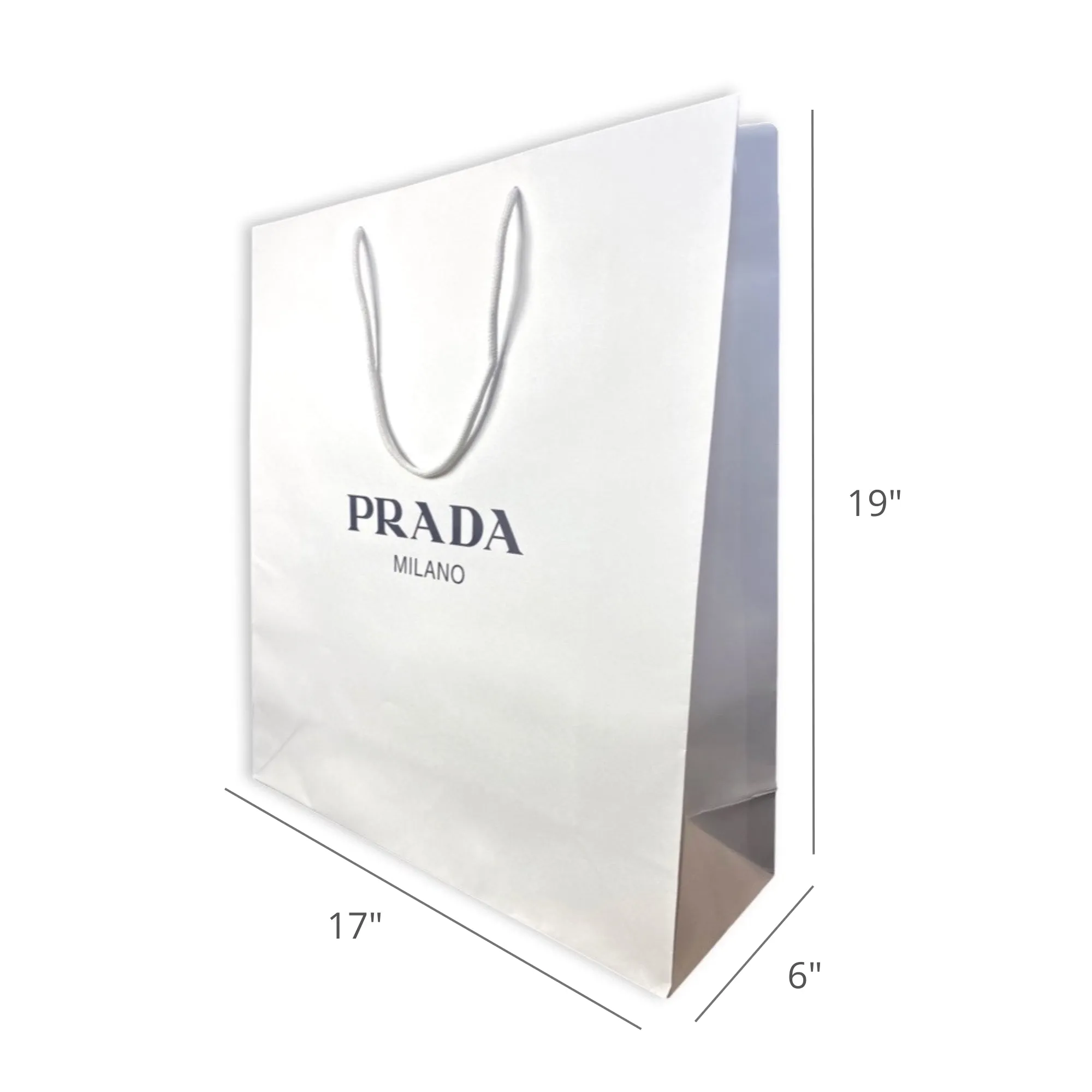 Prada Logo White Paper Designer Shopping Gift Bag Large Set of 2