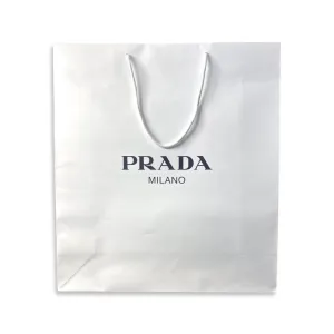 Prada Logo White Paper Designer Shopping Gift Bag Large Set of 2