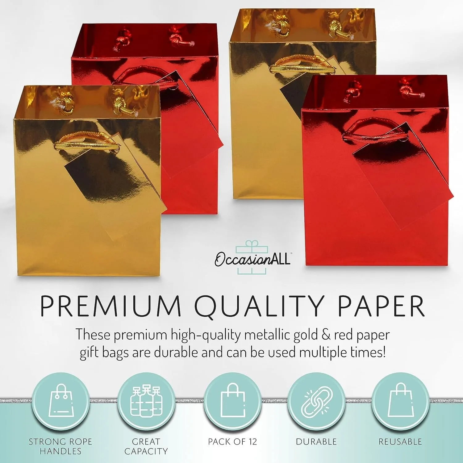 Red and Gold Metallic Gift Bags