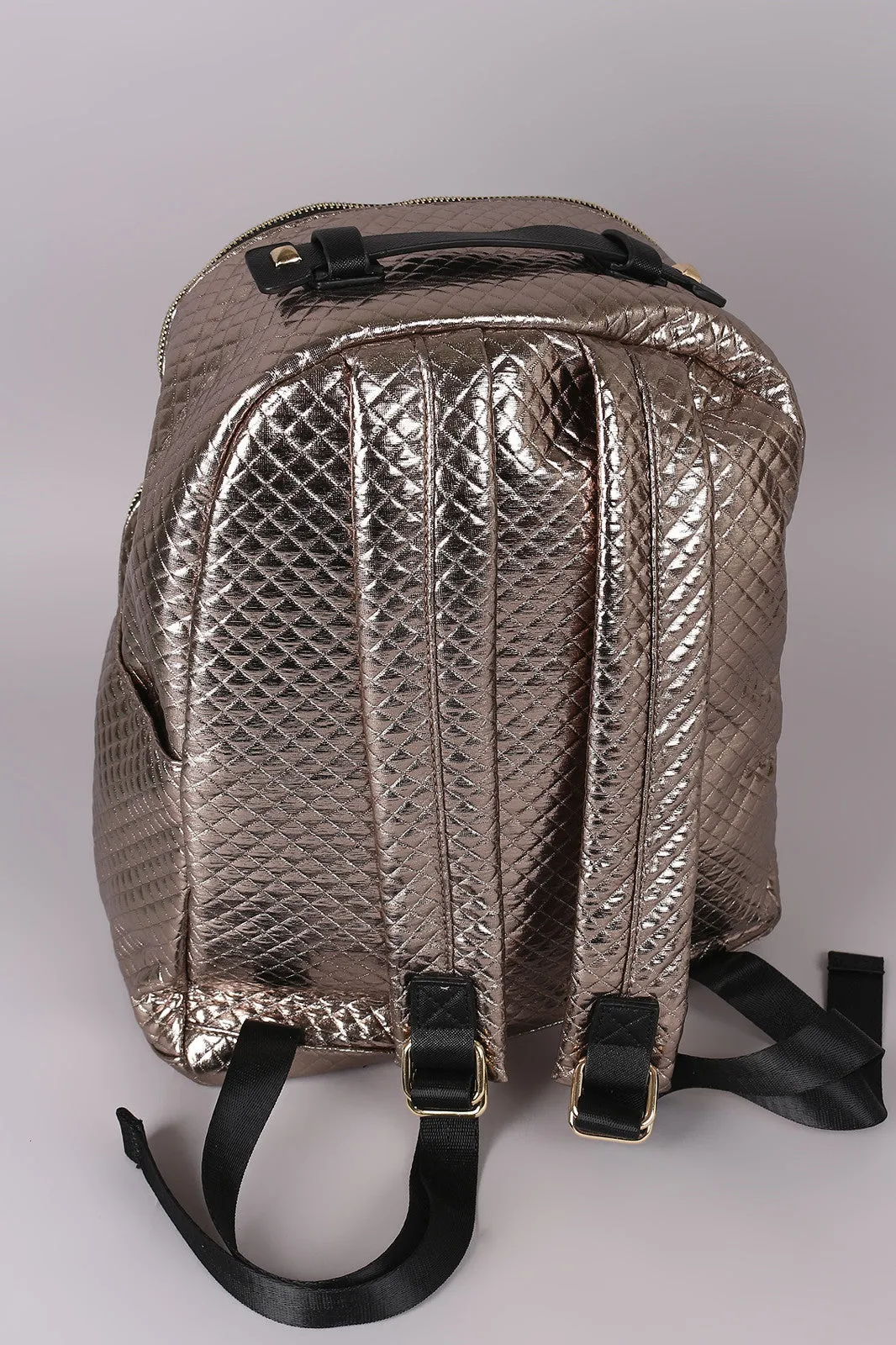 Shiny Metallic Quilted Backpack