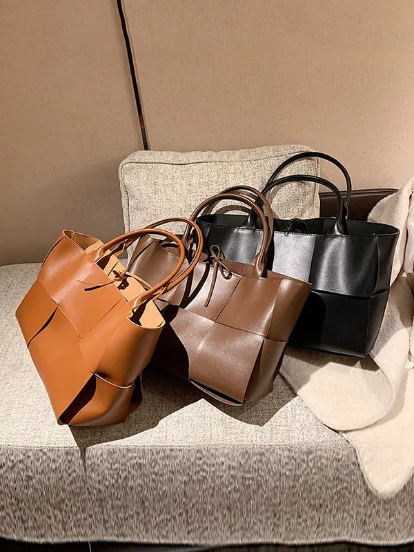 Solid Color Split-Joint Bags Handbags Tote Bags