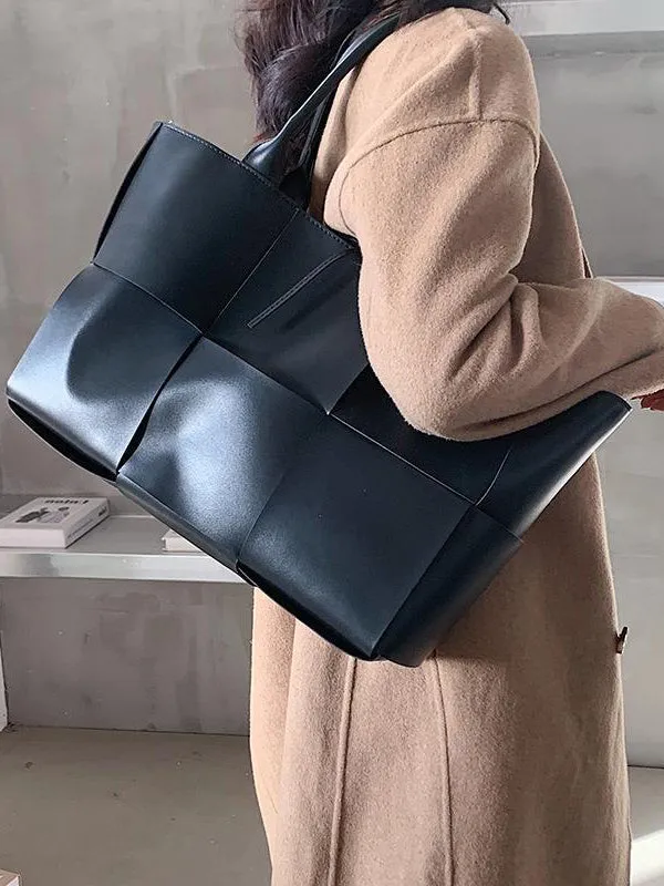 Solid Color Split-Joint Bags Handbags Tote Bags