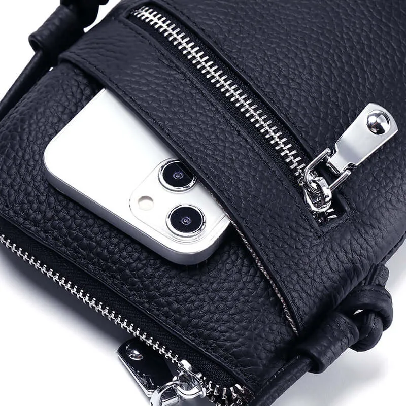 Stylish Leather Small Phone Crossbody Bag