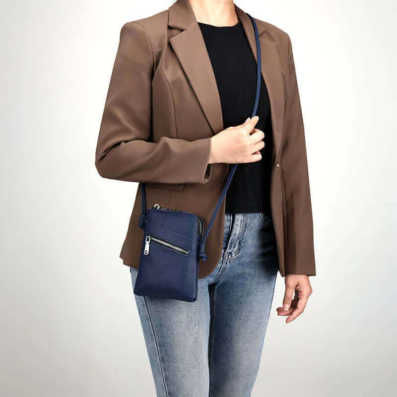 Stylish Leather Small Phone Crossbody Bag