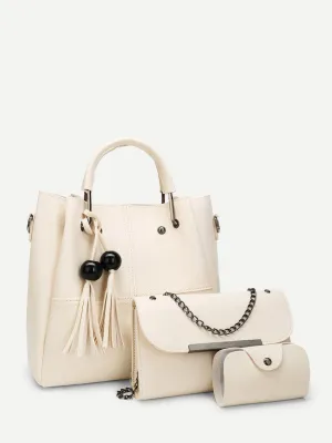 Tassel Charm Tote Bag 3pcs