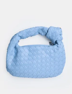 The Blame Baby Blue Woven Pu Knot Detail Mini Pu Bag