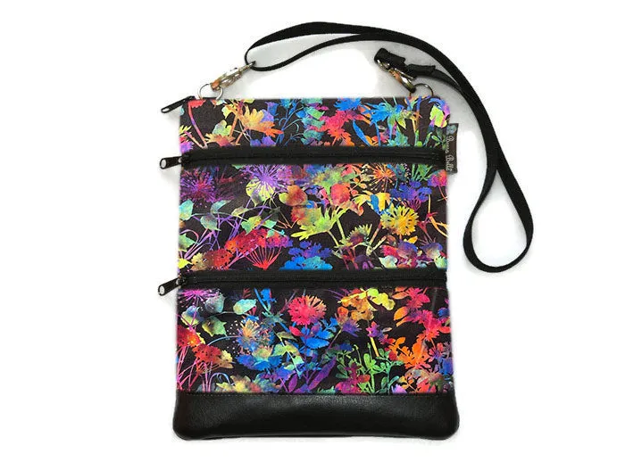 Travel Bags Crossbody Purse - Cross Body - Faux Leather - Tablet Purse -  Urban Jungle Fabric