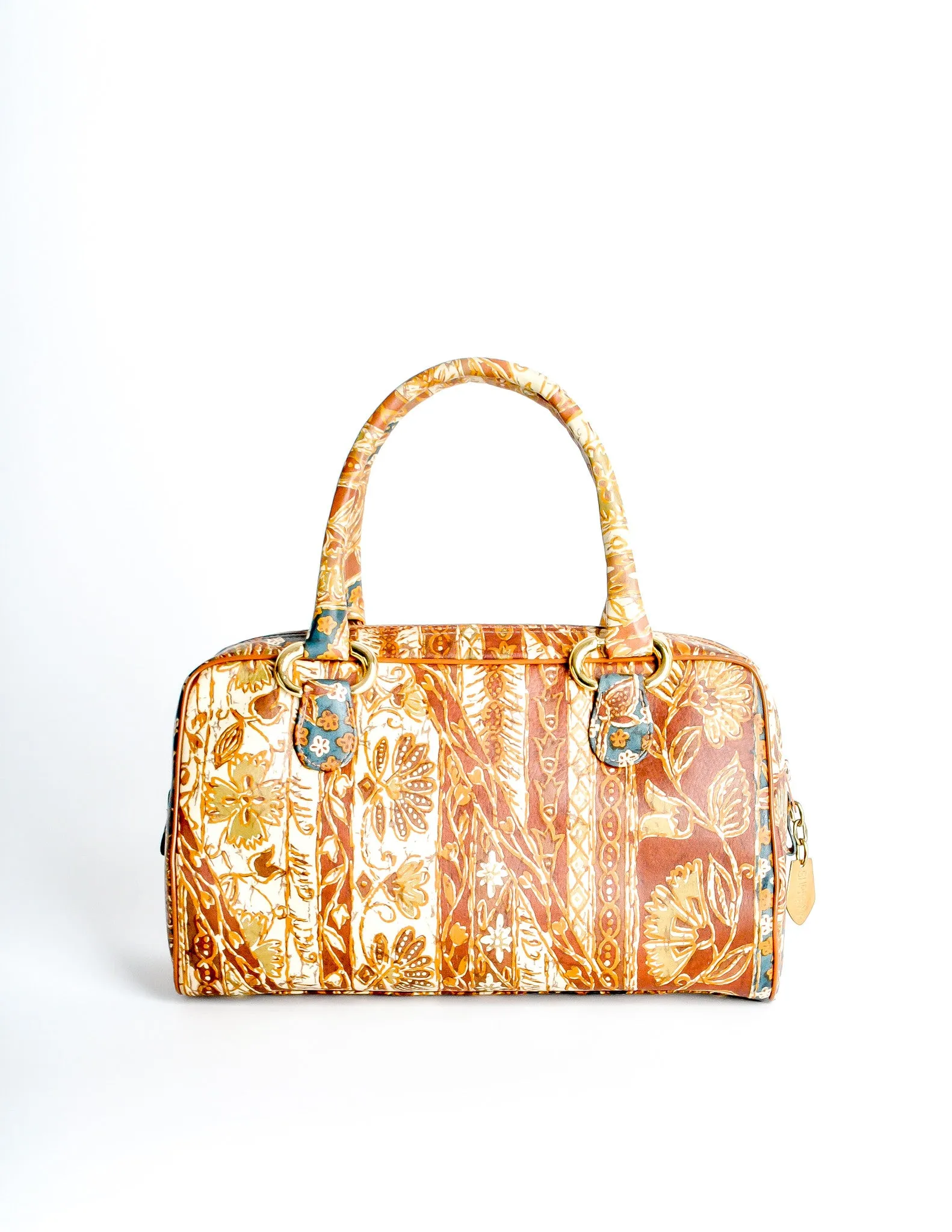 Vintage 1970s Supreme Floral Print Leather Handbag