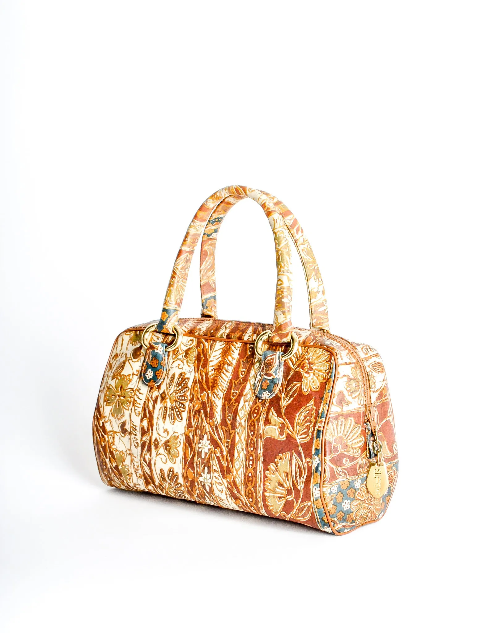 Vintage 1970s Supreme Floral Print Leather Handbag