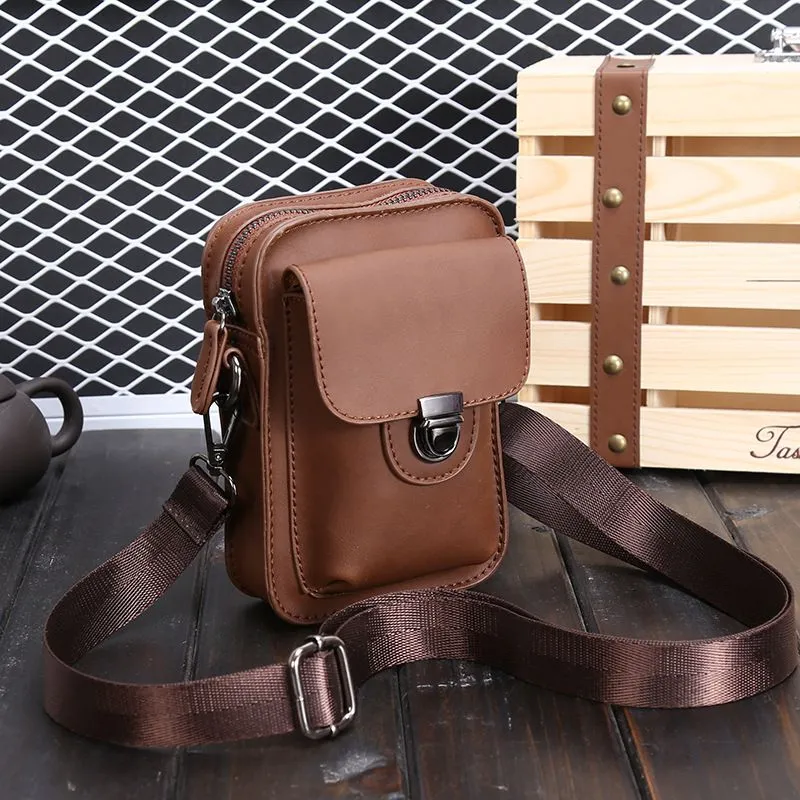 Vintage Metal Lock PU Leather Crossbody Bag