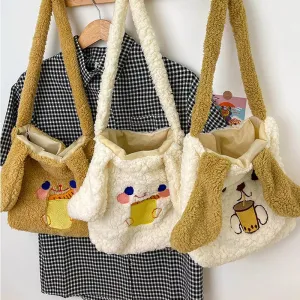 Wenkouban  Winter Soft Plush Bag Women Imitation Lamb Wool Crossbody Bags Bunny Ears Shoulder Bag Kawaii Cross Body Bags Women Bolsa Bags