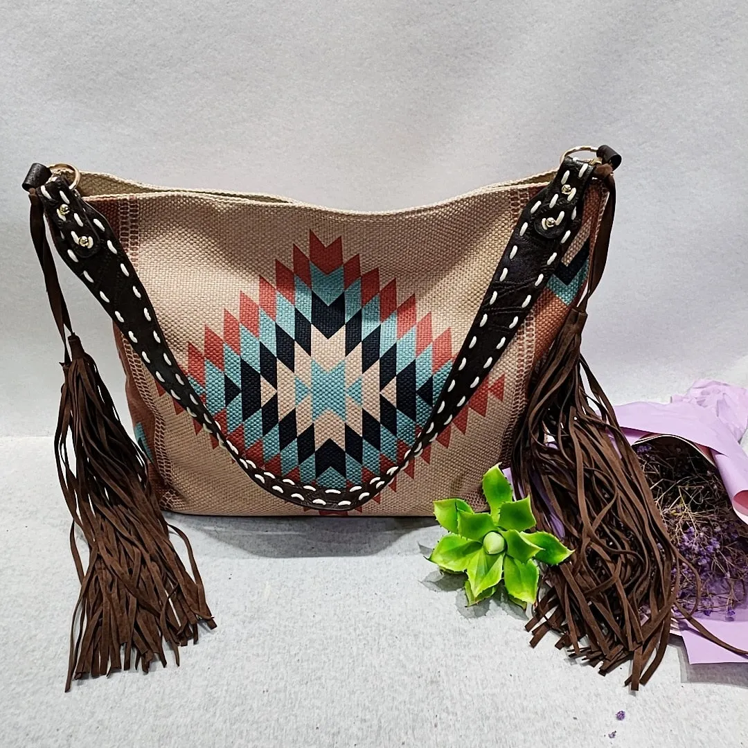 Wenkouban  Woman Bags 2023 Trend Luxury Female Handbag Hand Made Grassland Canvas Sac Linen One Shoulder Bohemian Style Crossbody Bags