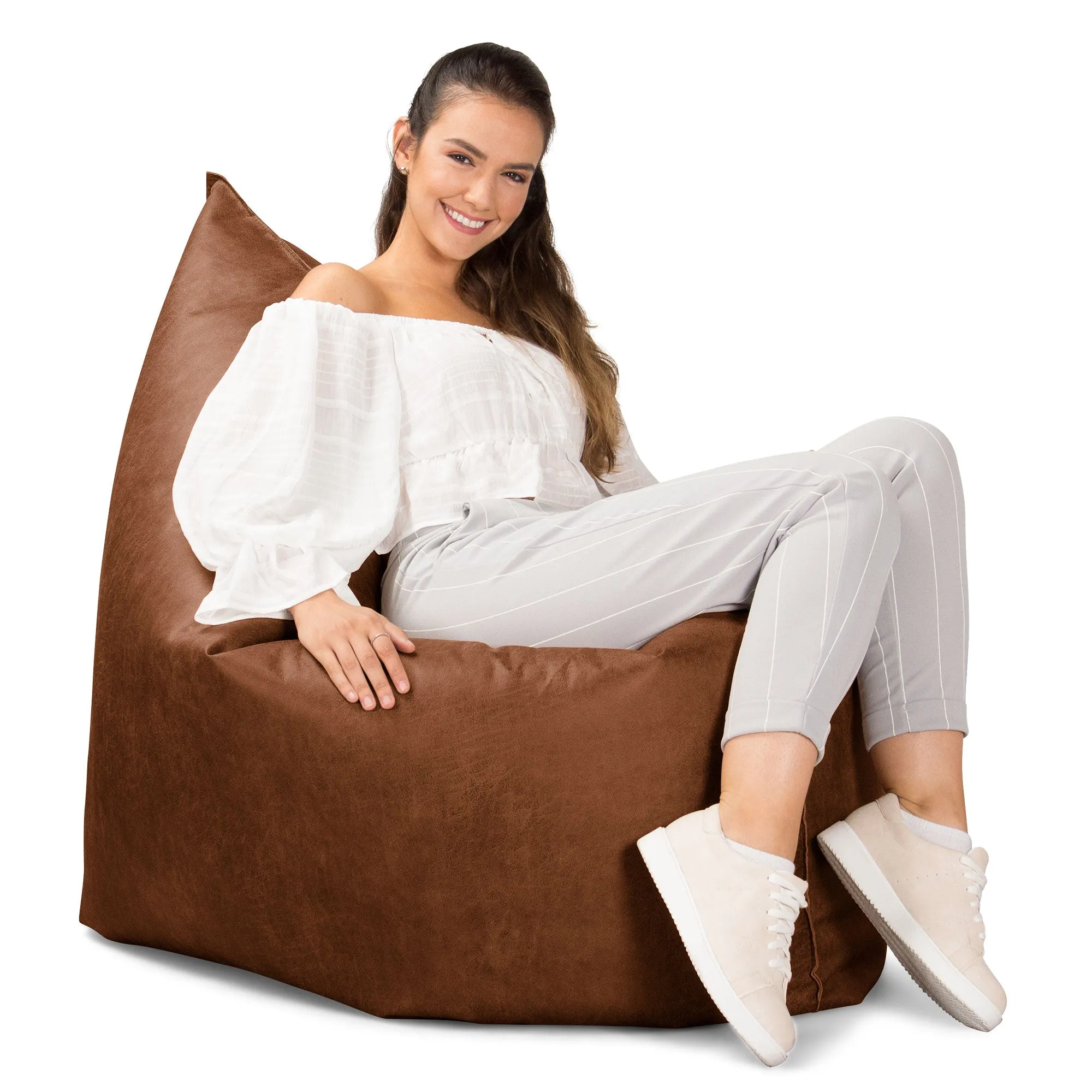 XL Pillow Beanbag - Distressed Leather British Tan