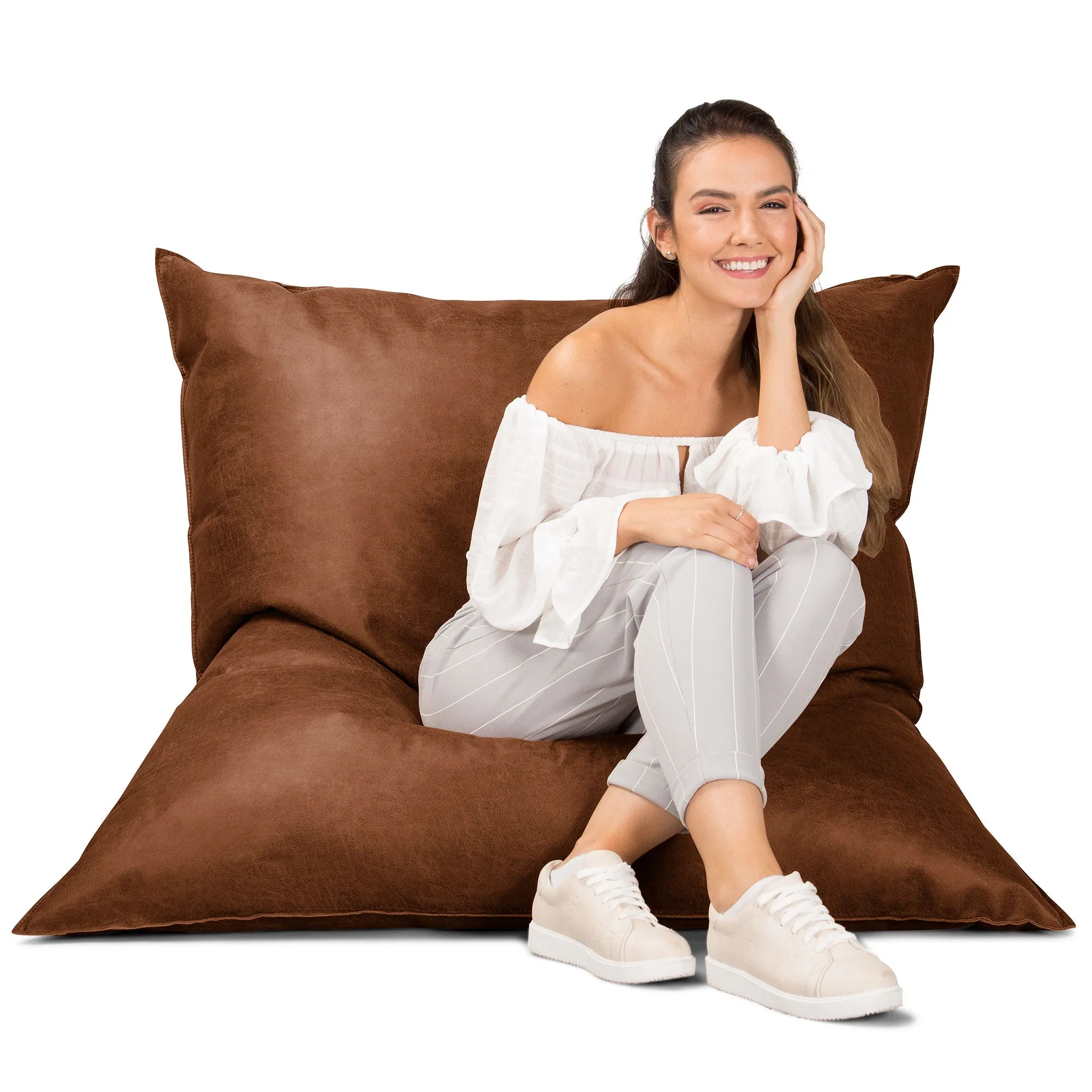 XL Pillow Beanbag - Distressed Leather British Tan