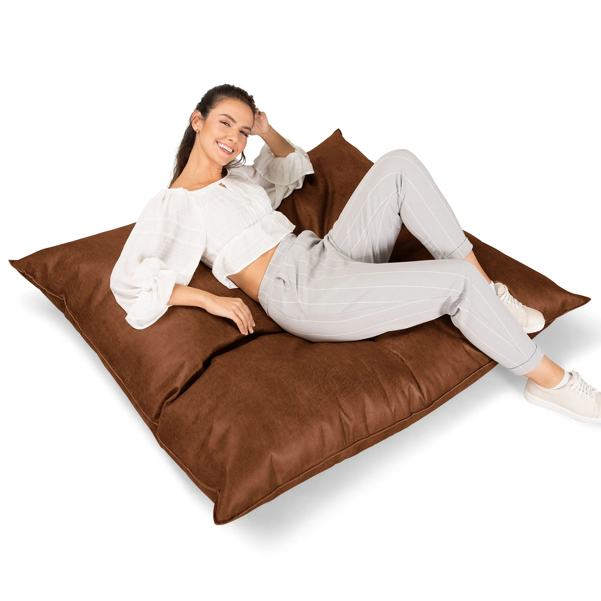 XL Pillow Beanbag - Distressed Leather British Tan